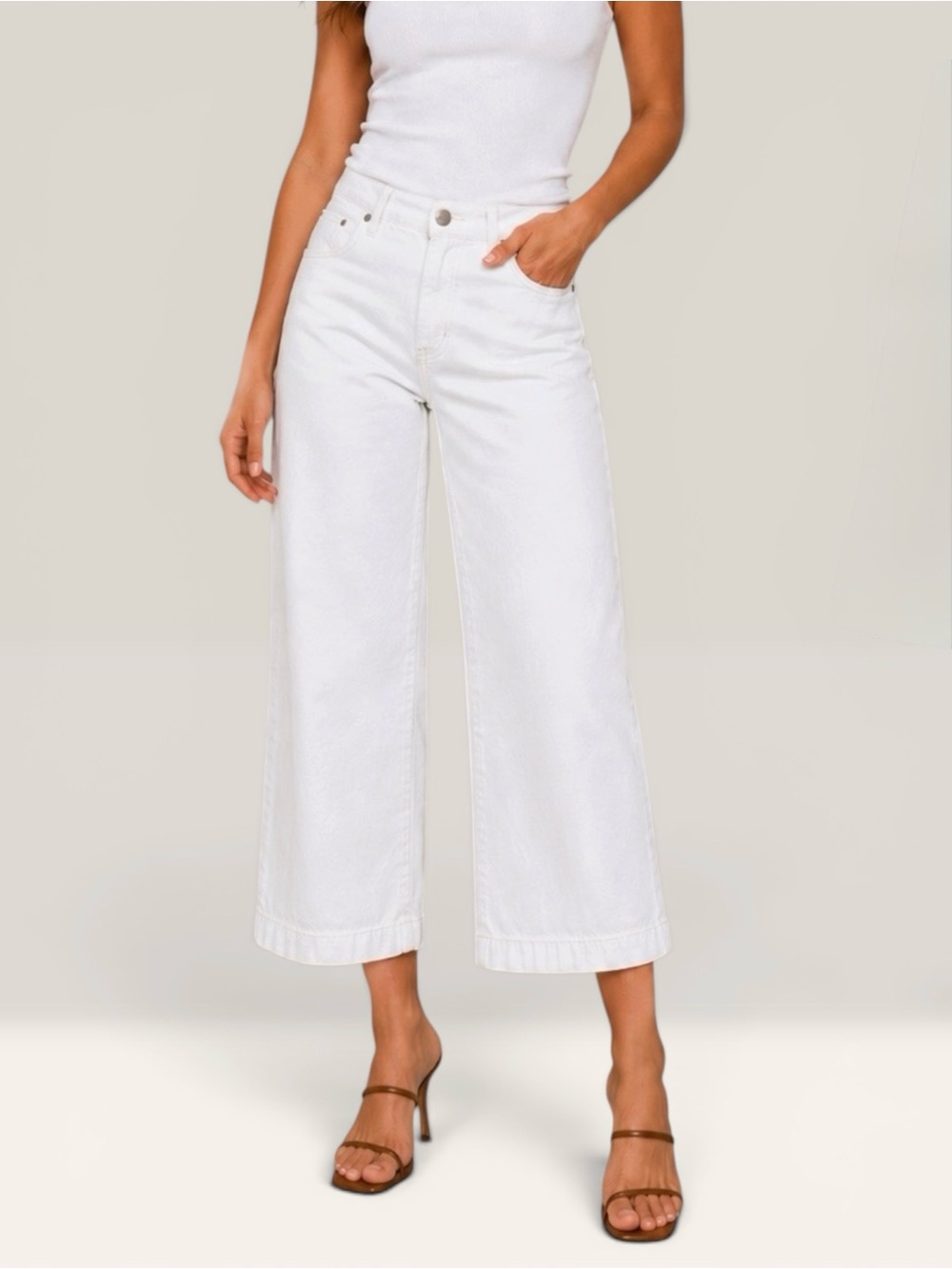Banana Republic White Wide Leg Crop Jeans 29/8 High Rise Organic Cotton